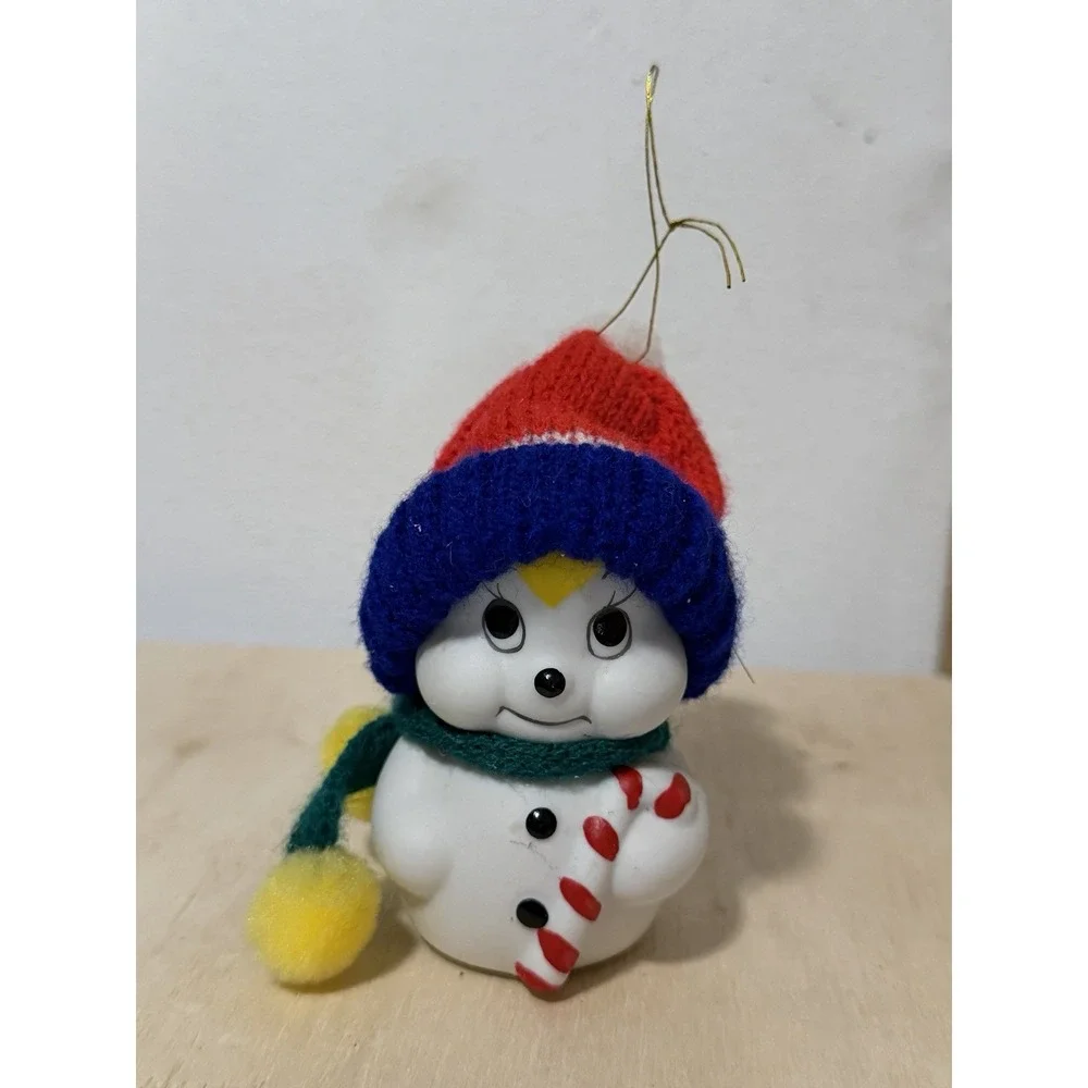 Porcelain Giftco, Inc Vintage Snowman with Scarf & Hat Bell Christmas Ornament